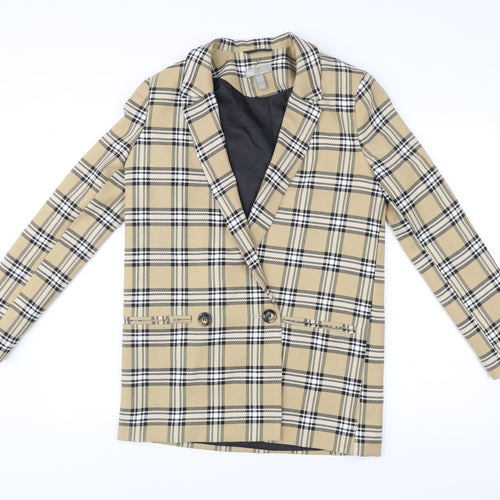 ASOS Women’s Beige Check Blazer Jacket Size 8 Regular Fit