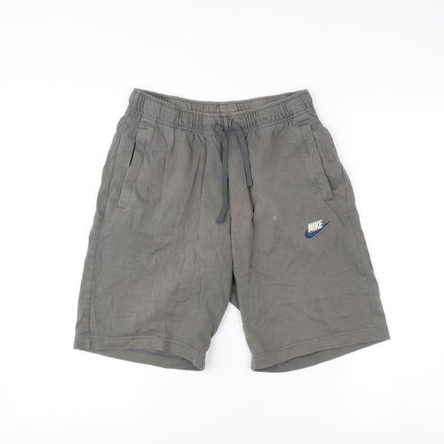 Nike Men's Grey Small Athletic Cotton Shorts with Pockets