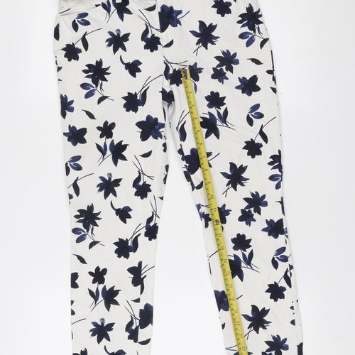 GAP Womens White Floral Skinny Ankle Trousers Size 10