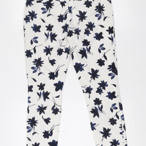 GAP Womens White Floral Skinny Ankle Trousers Size 10