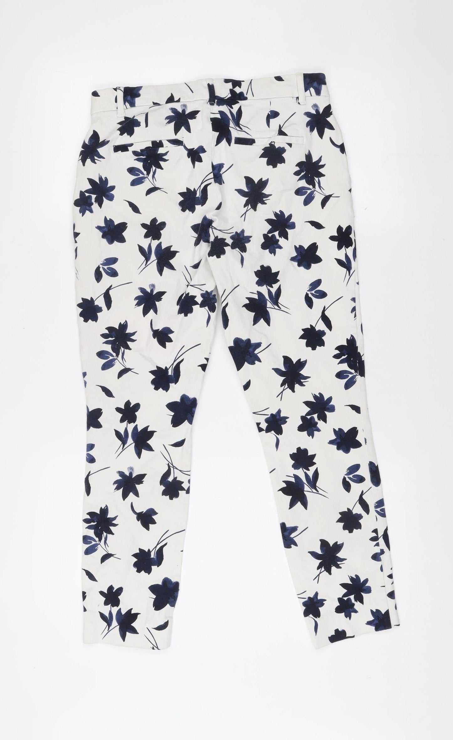 GAP Womens White Floral Skinny Ankle Trousers Size 10