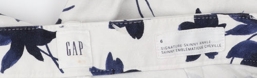 GAP Womens White Floral Skinny Ankle Trousers Size 10