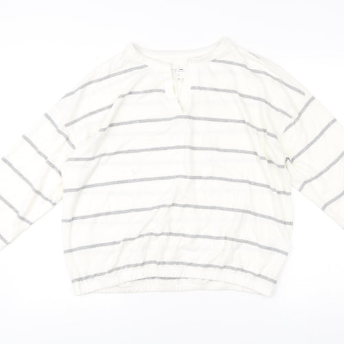 Next Women’s White Striped V-Neck Pullover Jumper Size M