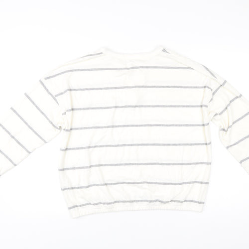 Next Women’s White Striped V-Neck Pullover Jumper Size M