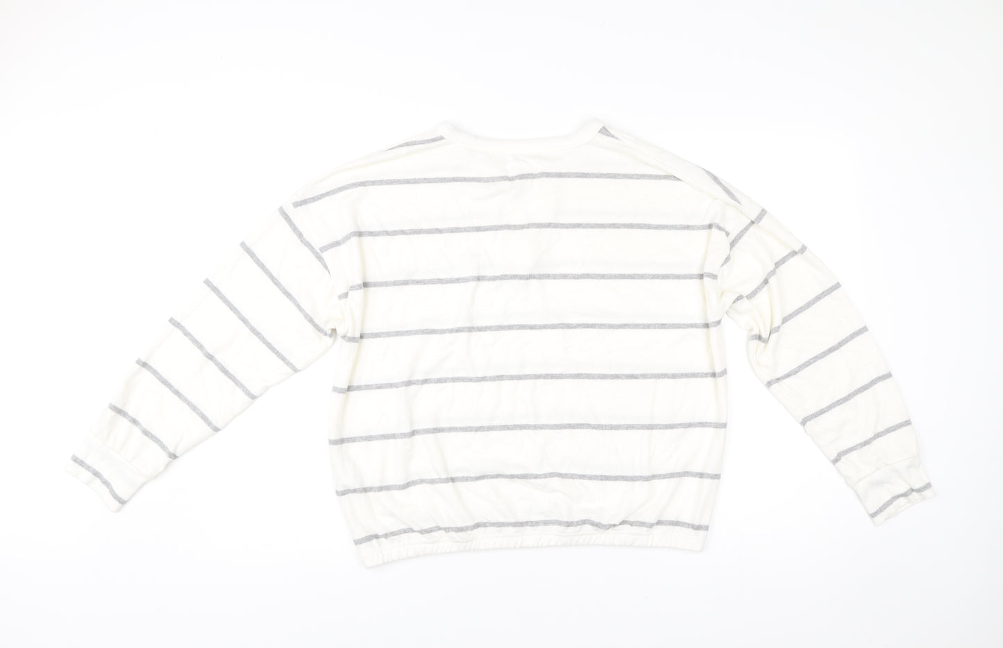 Next Women’s White Striped V-Neck Pullover Jumper Size M