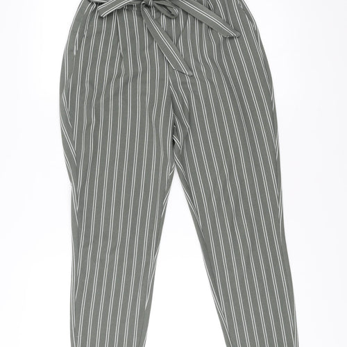 Reserved Women’s Green Striped Paperbag Trousers Size S