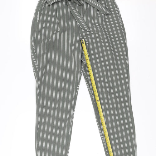 Reserved Women’s Green Striped Paperbag Trousers Size S