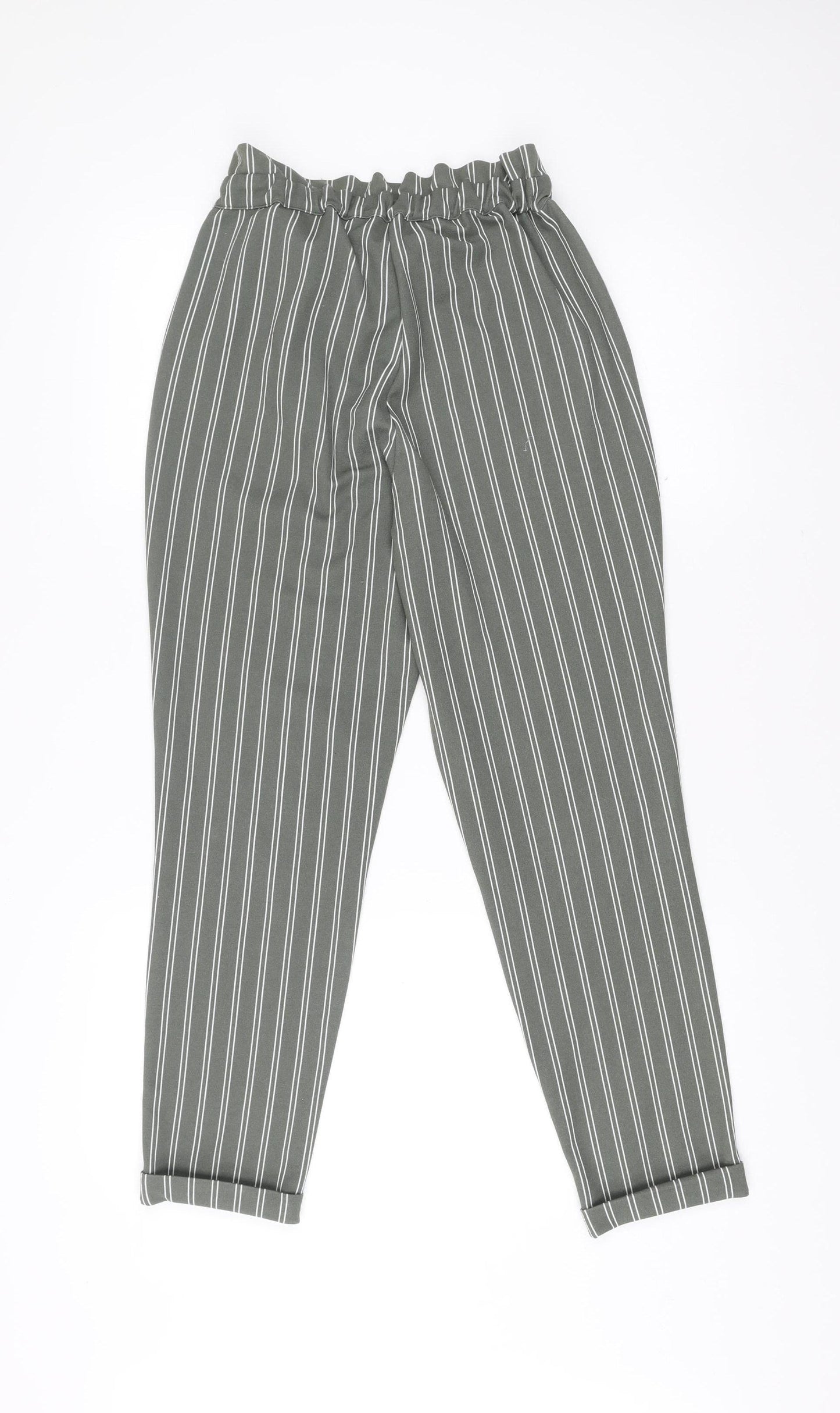Reserved Women’s Green Striped Paperbag Trousers Size S