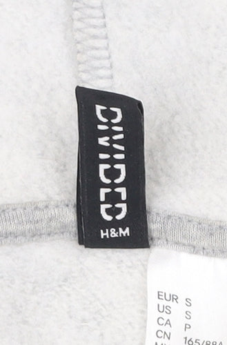 H&M Women’s Grey Pullover Hoodie S Embroidered Floral Casual