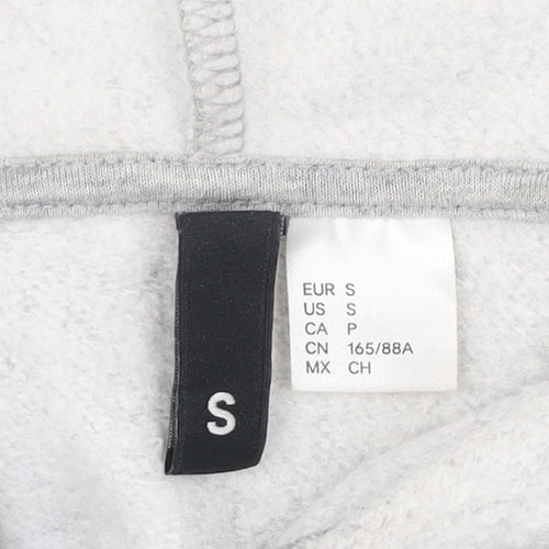 H&M Women’s Grey Pullover Hoodie S Embroidered Floral Casual