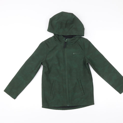 Mountain Warehouse Boys Green Camouflage Softshell Jacket 7-8 Yrs Hooded