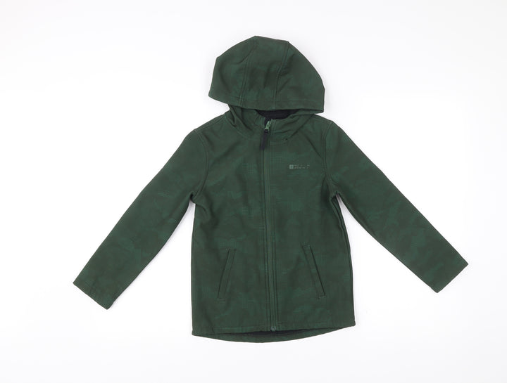 Mountain Warehouse Boys Green Camouflage Softshell Jacket 7-8 Yrs Hooded