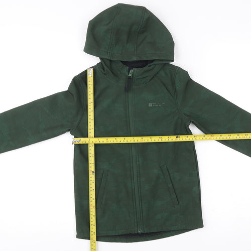 Mountain Warehouse Boys Green Camouflage Softshell Jacket 7-8 Yrs Hooded