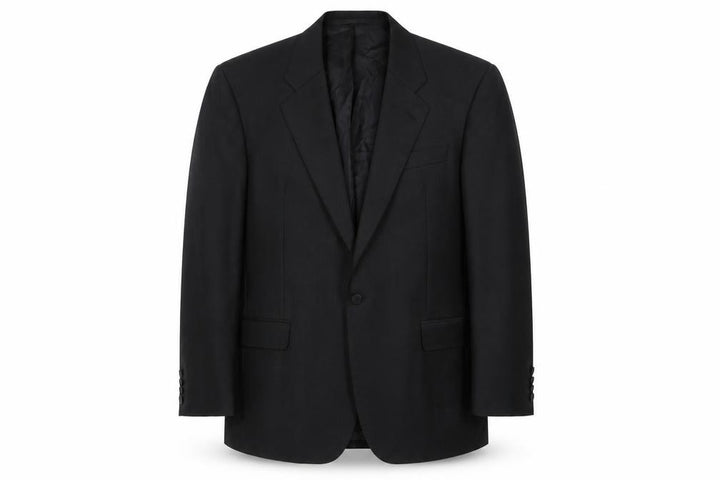 Front view of Berwin & Berwin Men’s Black Wool Blazer Jacket 42R Notch Lapel