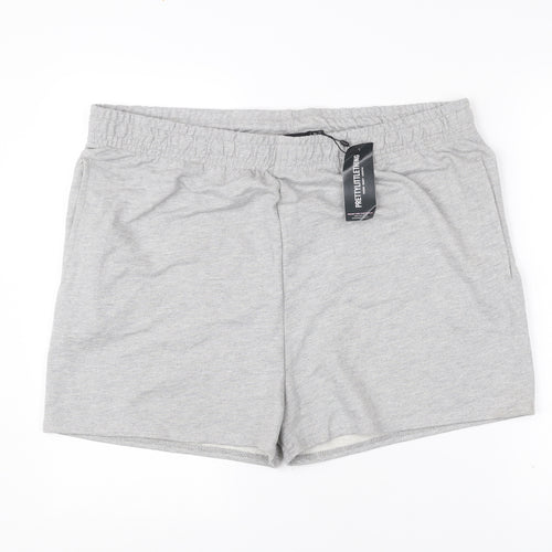 PrettyLittleThing Womens Grey Athletic Shorts Size 14 Elastic Waist