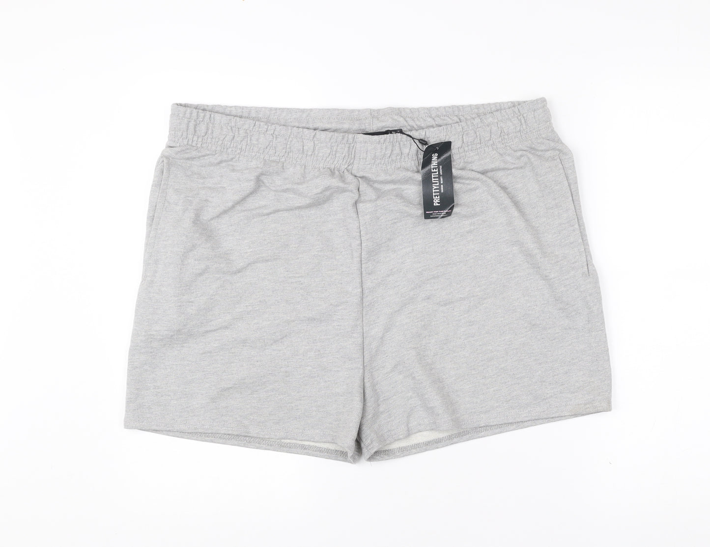 PrettyLittleThing Womens Grey Athletic Shorts Size 14 Elastic Waist