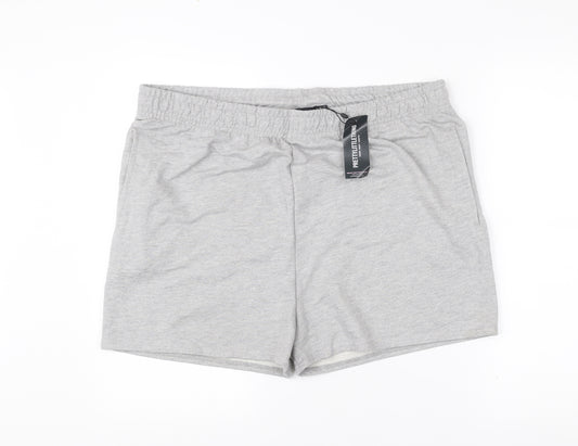 PrettyLittleThing Womens Grey Athletic Shorts Size 14 Elastic Waist
