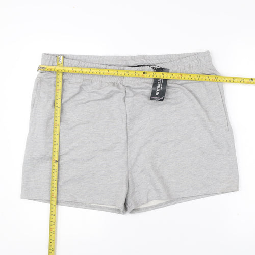 PrettyLittleThing Womens Grey Athletic Shorts Size 14 Elastic Waist