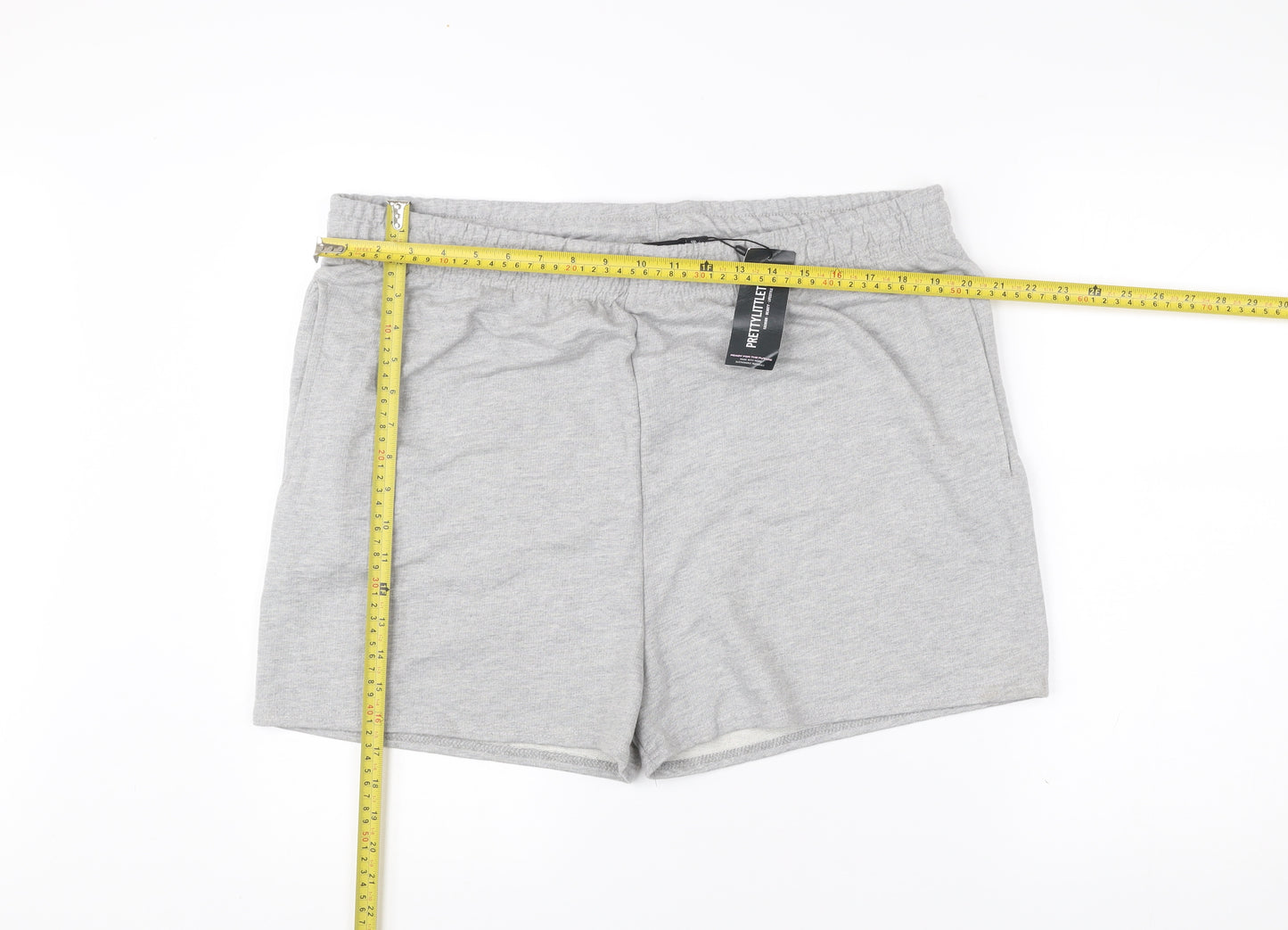 PrettyLittleThing Womens Grey Athletic Shorts Size 14 Elastic Waist