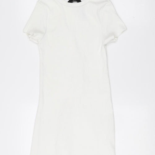River Island Women’s White Size 8 Cold Shoulder T-Shirt Dress