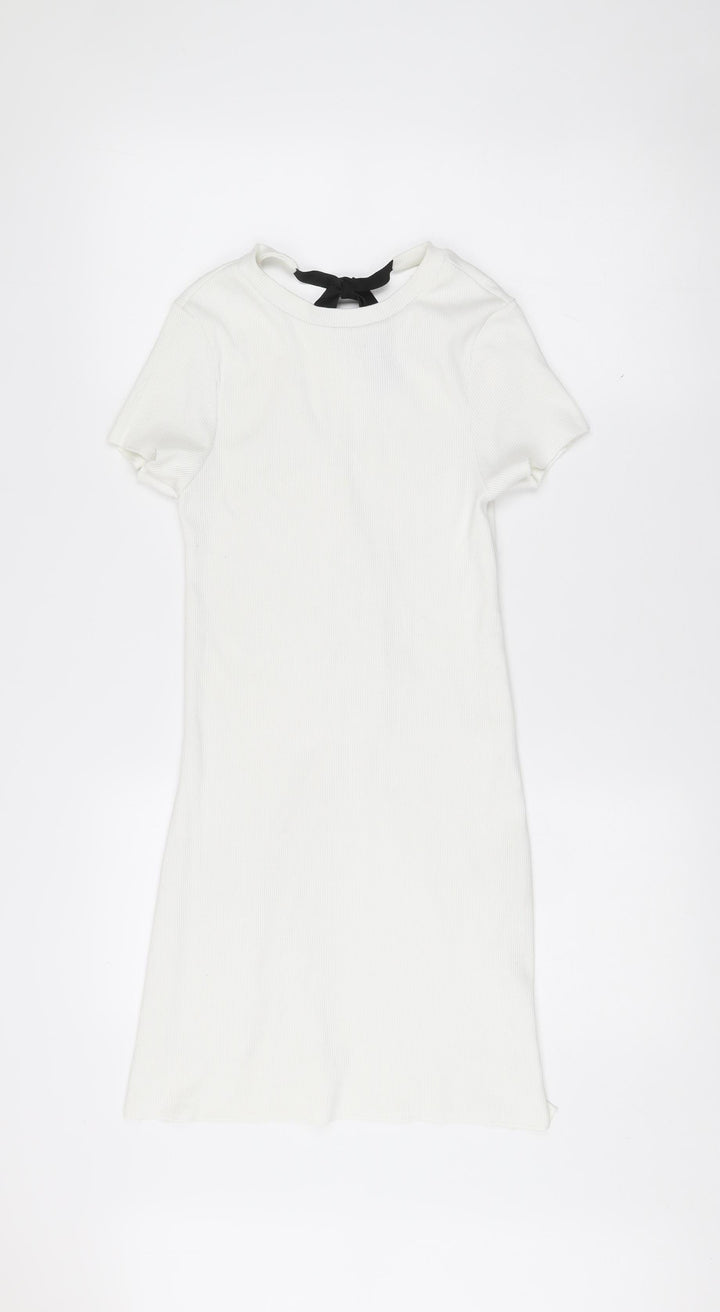 River Island Women’s White Size 8 Cold Shoulder T-Shirt Dress