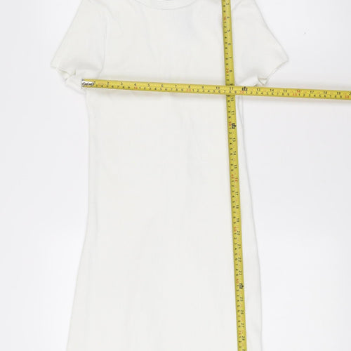 River Island Women’s White Size 8 Cold Shoulder T-Shirt Dress