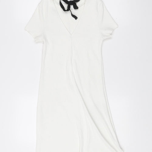 River Island Women’s White Size 8 Cold Shoulder T-Shirt Dress