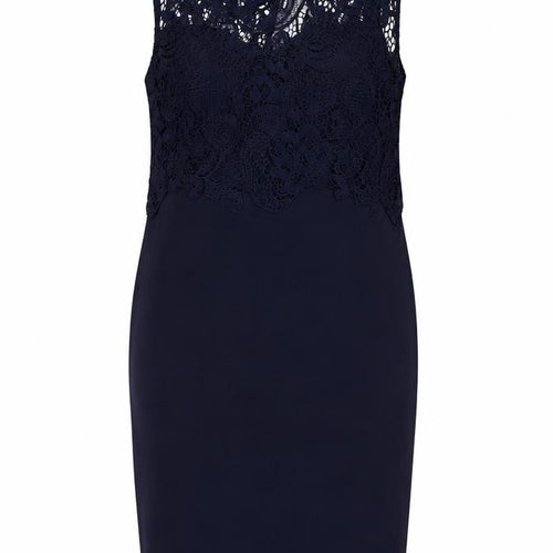 Club L Women’s Blue Lace Sheath Dress Size 12 Sleeveless Knee Length