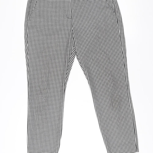 EDC Womens Black Check Slim Trousers Size 10 Regular Cotton Blend