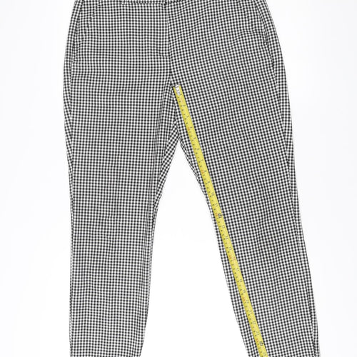 EDC Womens Black Check Slim Trousers Size 10 Regular Cotton Blend