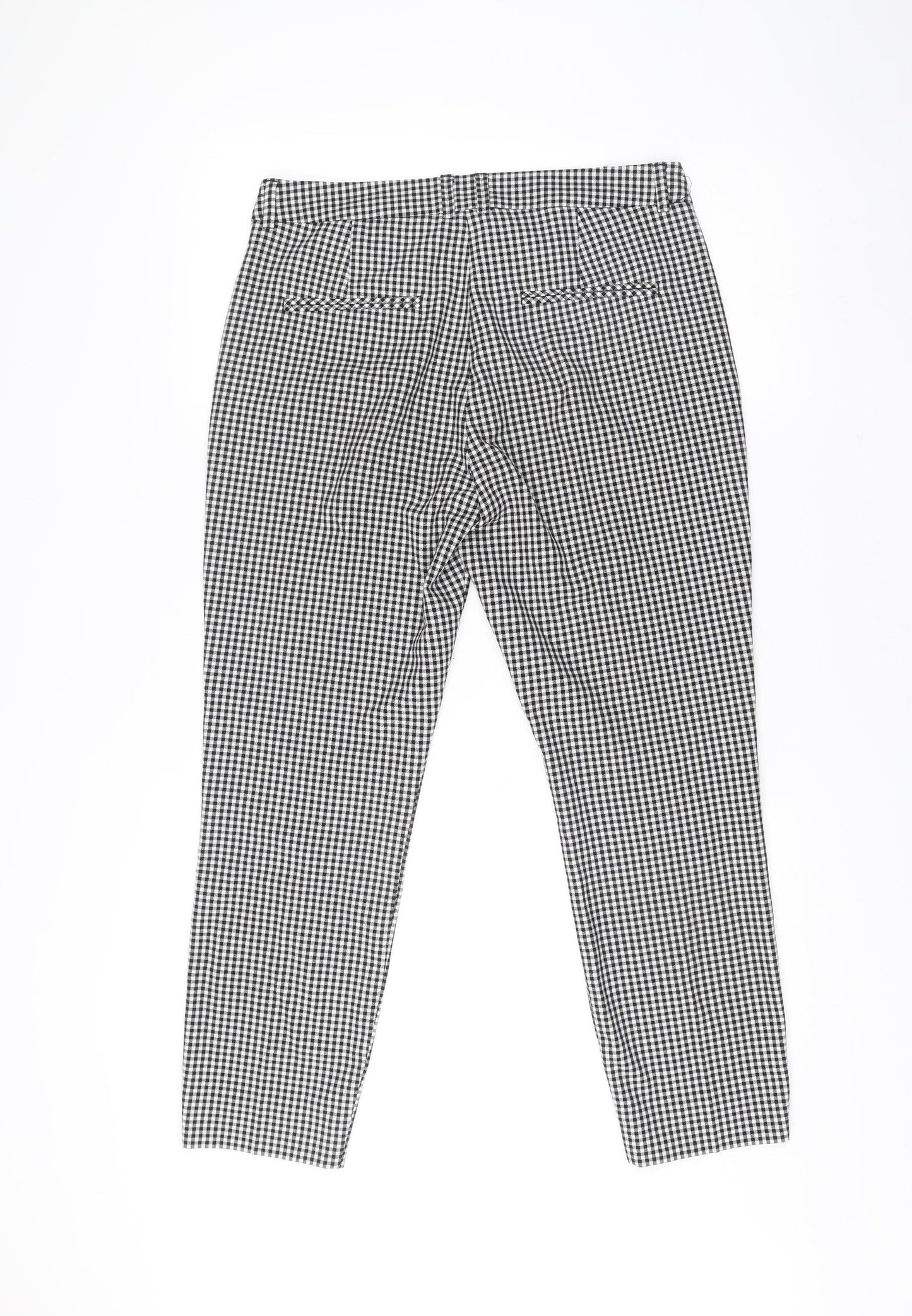 EDC Womens Black Check Slim Trousers Size 10 Regular Cotton Blend