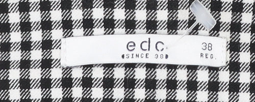 EDC Womens Black Check Slim Trousers Size 10 Regular Cotton Blend