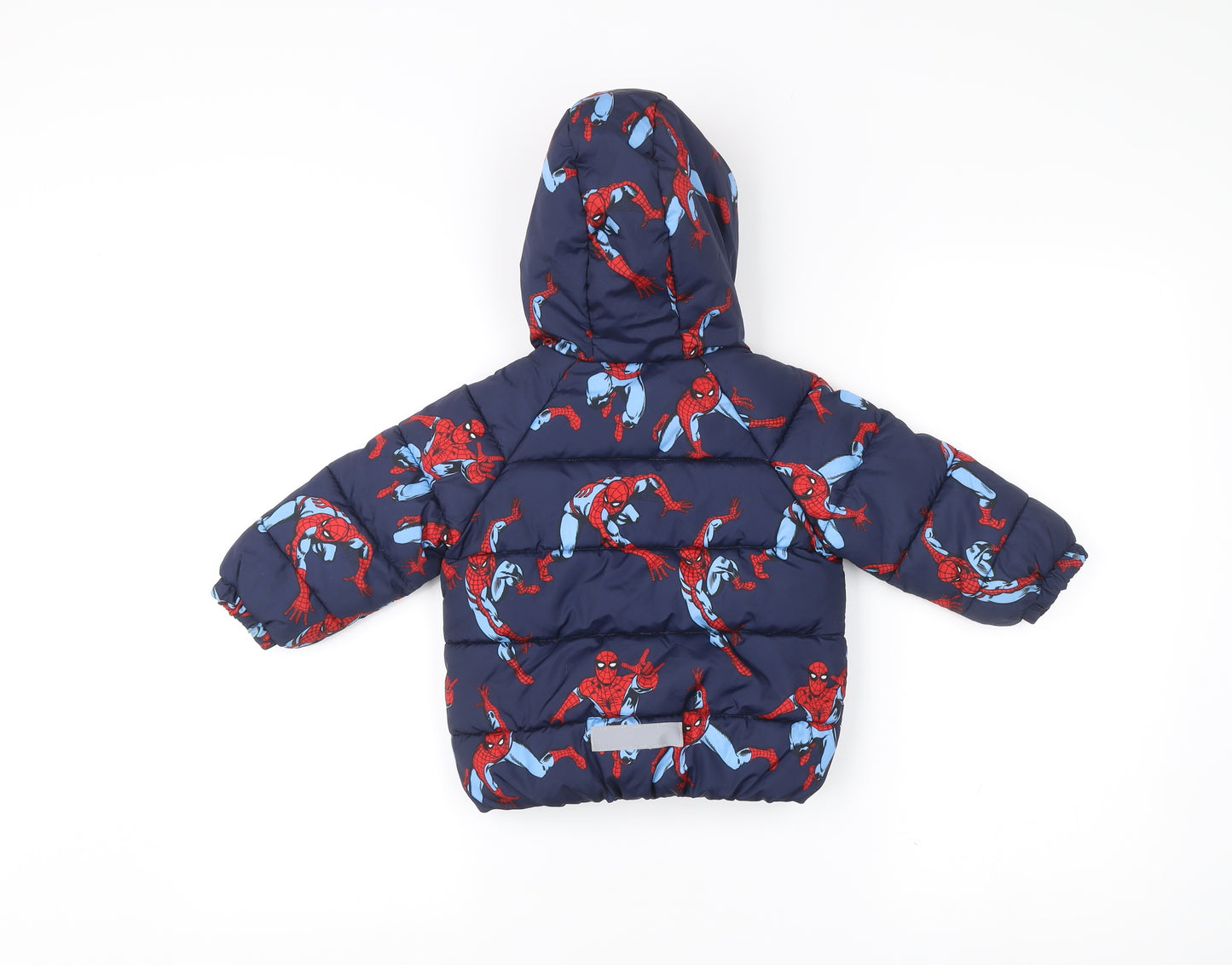 Marvel Spider-Man Boys Blue Puffer Jacket Coat 12-18M Hooded Winter