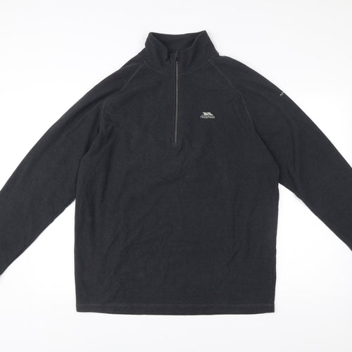 Trespass Men’s Black XL 44-46" Fleece Jacket 1/2 Zip Outdoor Regular Fit