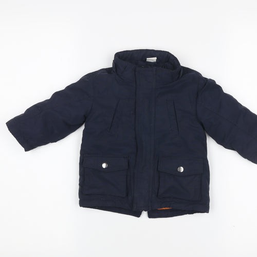H&M Unisex Baby Blue 6-9 Months Puffer Jacket Hooded Winter Coat