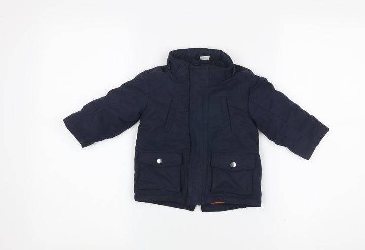 H&M Unisex Baby Blue 6-9 Months Puffer Jacket Hooded Winter Coat