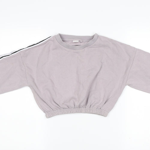 Next Girls Grey Sweatshirt 8 Years Pullover Long Sleeve Crew Neck
