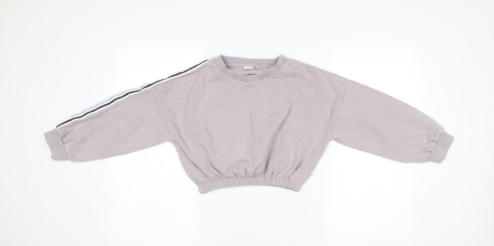 Next Girls Grey Sweatshirt 8 Years Pullover Long Sleeve Crew Neck