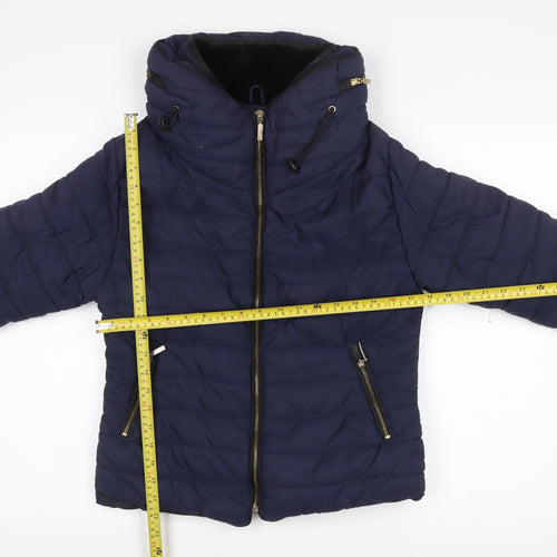 Rising Womens Blue Hooded Puffer Jacket Size M Winter Coat
