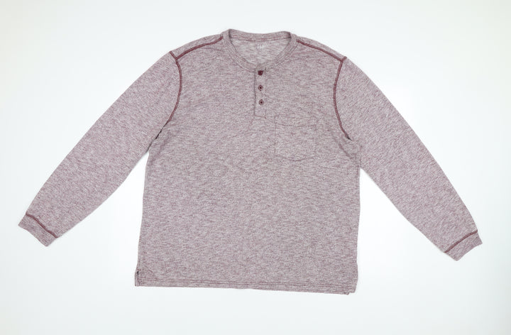 GAP Men’s XL Purple Long Sleeve Henley Cotton Blend Casual Shirt