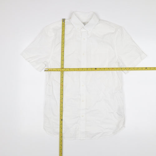 Marks and Spencer Mens White Regular Fit Button Down Short Sleeve Shirt S