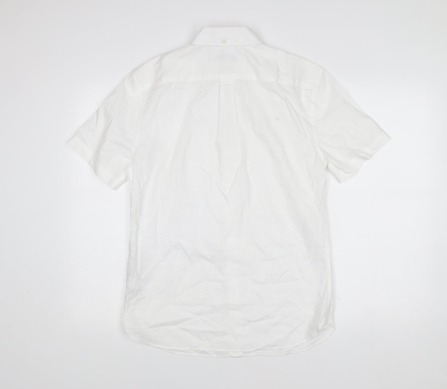 Marks and Spencer Mens White Regular Fit Button Down Short Sleeve Shirt S