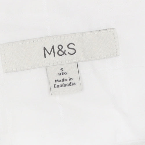 Marks and Spencer Mens White Regular Fit Button Down Short Sleeve Shirt S