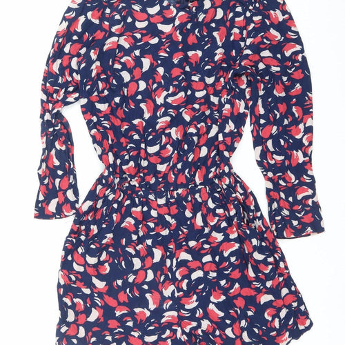 River Island Women’s Multicoloured Floral Ruched Long Sleeve Playsuit Size 8