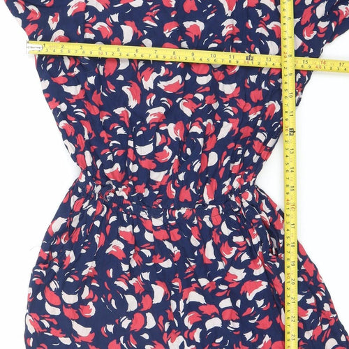 River Island Women’s Multicoloured Floral Ruched Long Sleeve Playsuit Size 8
