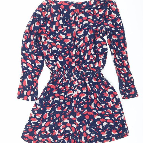 River Island Women’s Multicoloured Floral Ruched Long Sleeve Playsuit Size 8