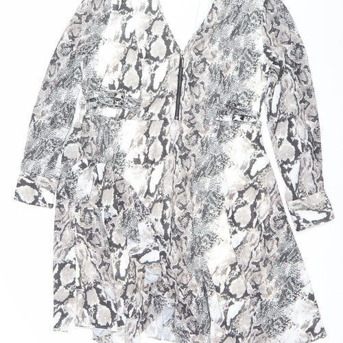 Star by Julien Macdonald Women’s Grey Snake Print Bodycon Dress Size 18