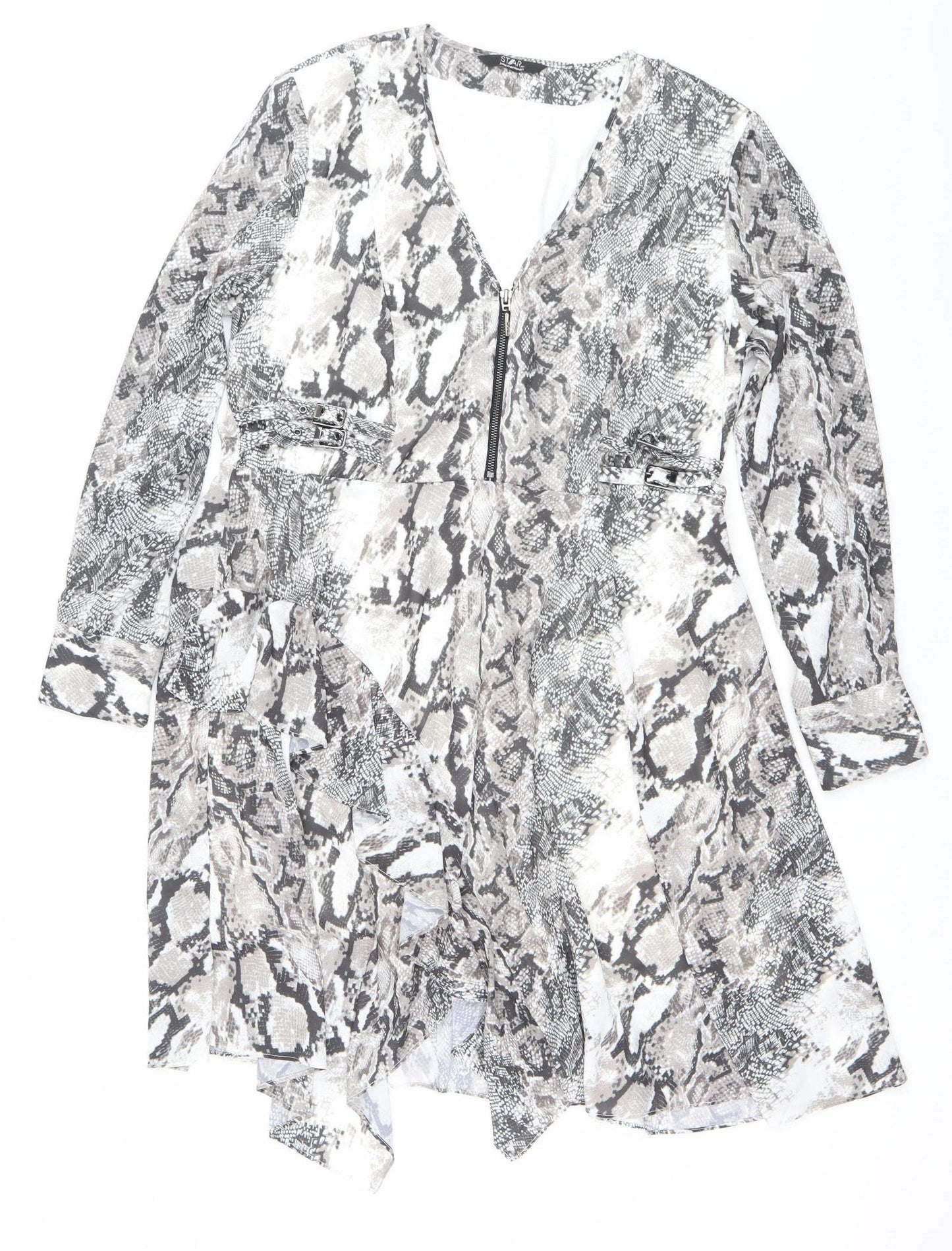 Star by Julien Macdonald Women’s Grey Snake Print Bodycon Dress Size 18