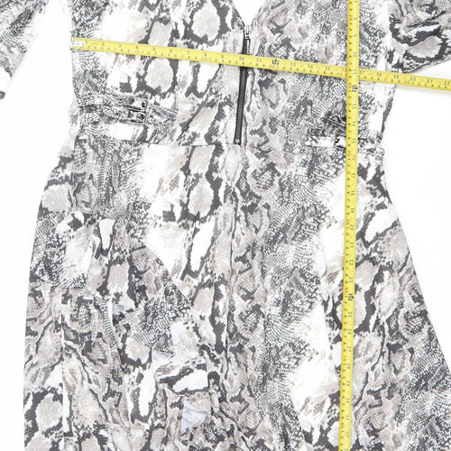 Star by Julien Macdonald Women’s Grey Snake Print Bodycon Dress Size 18