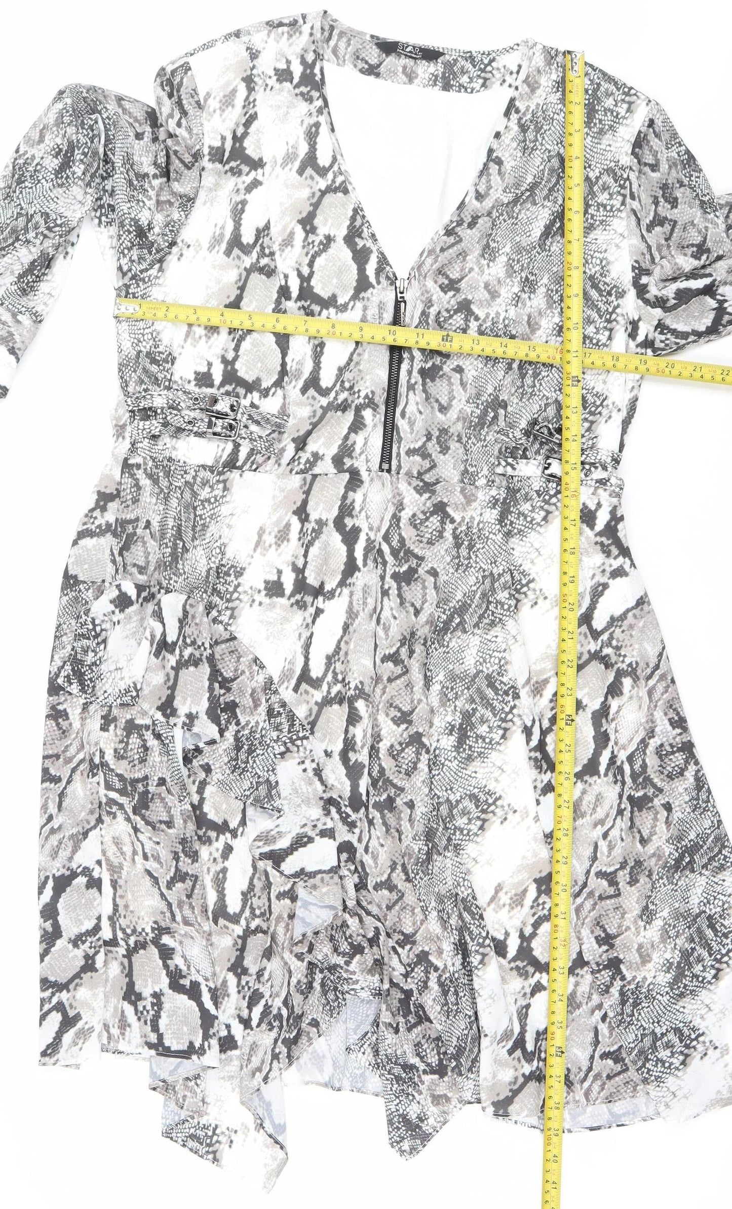 Star by Julien Macdonald Women’s Grey Snake Print Bodycon Dress Size 18